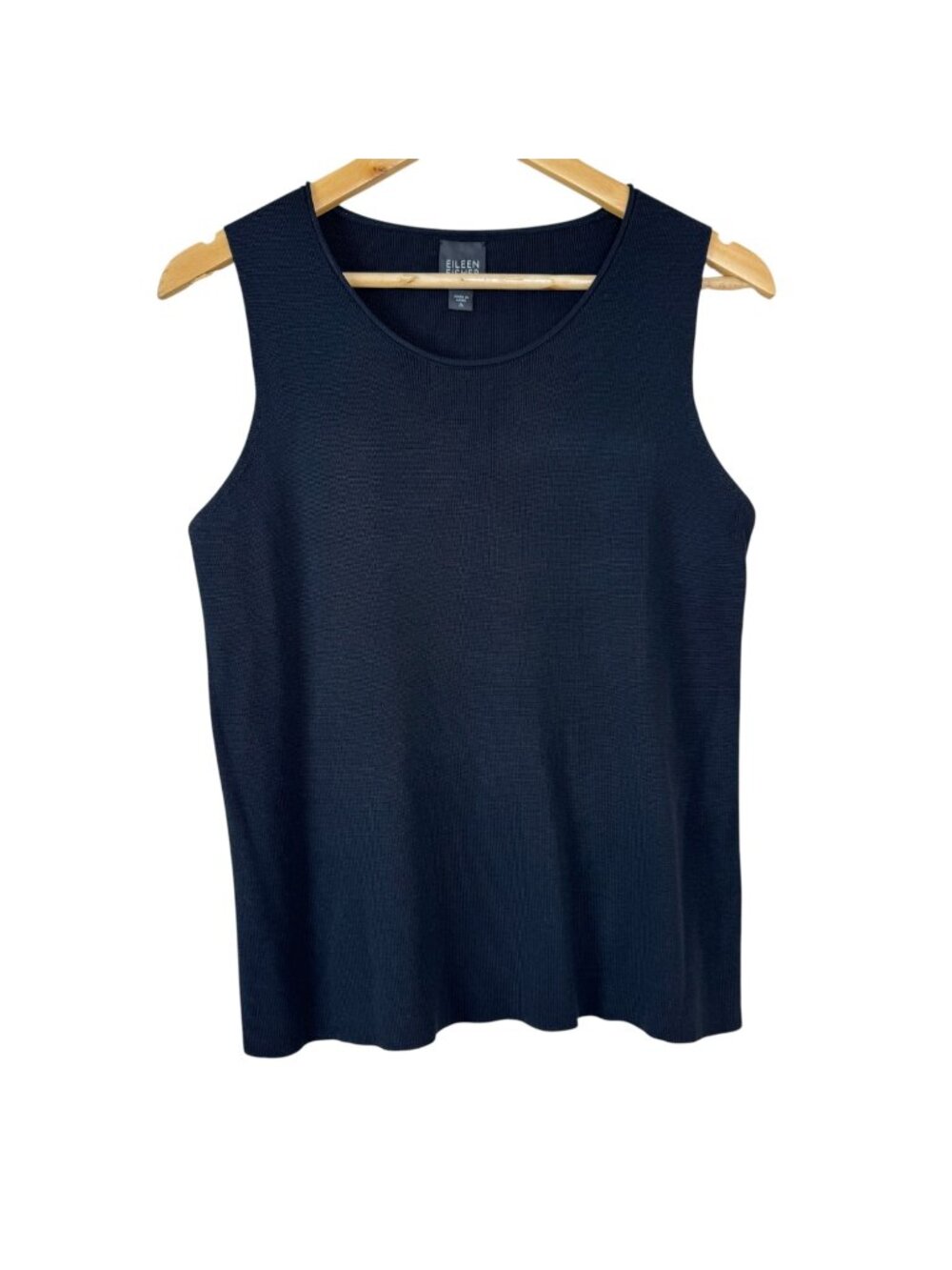 Eileen Fisher Black Sweater Tank Top Size Med Silk Cotton Blend Minimalist Chic
